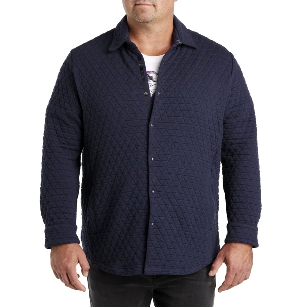 NWT-Robert Graham Tulano Quilted Shirt Jacket Navy Size 1X-Retail $355.00 - Picture 16 of 16